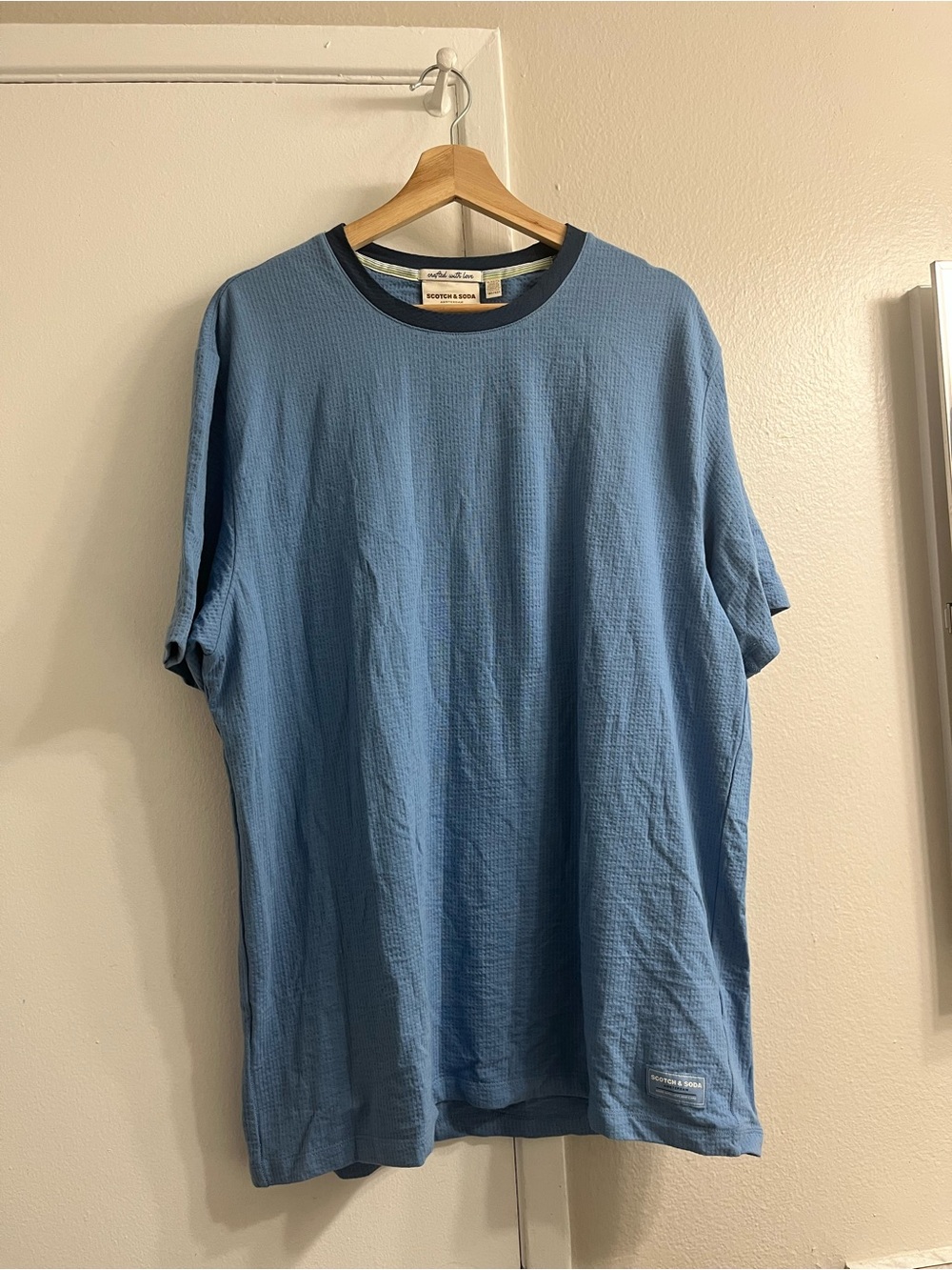 Scotch & Soda Light Blue Short Sleeve Crewneck with Black Trim